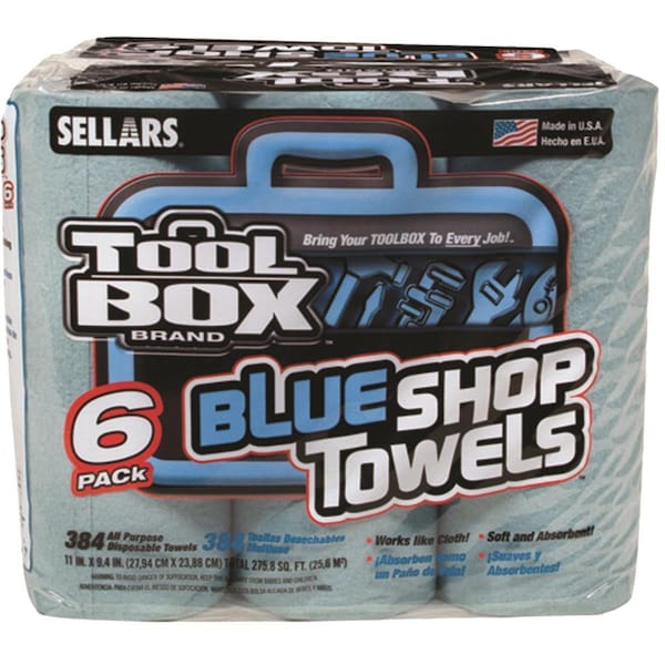 Sellars ToolBox Blue Shop Towels, PK6 54416 - main